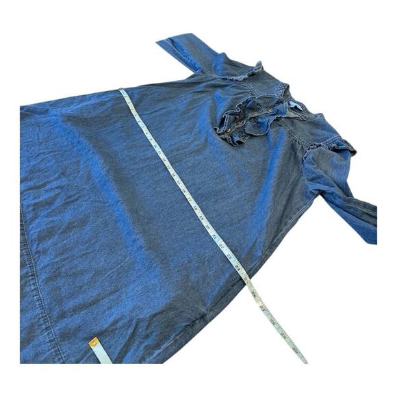 DRAPER JAMES RSVP Ruffle Bib Medium Wash Denim Jean Sheath Mini Dress Size M - Picture 12 of 15